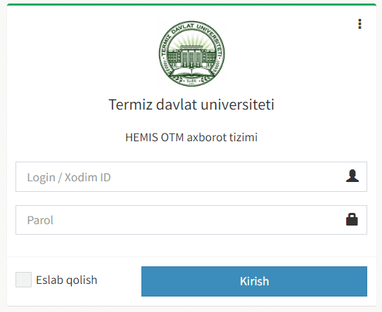 Термезский государственный университет (tersu.uz) – личный кабинет, вход