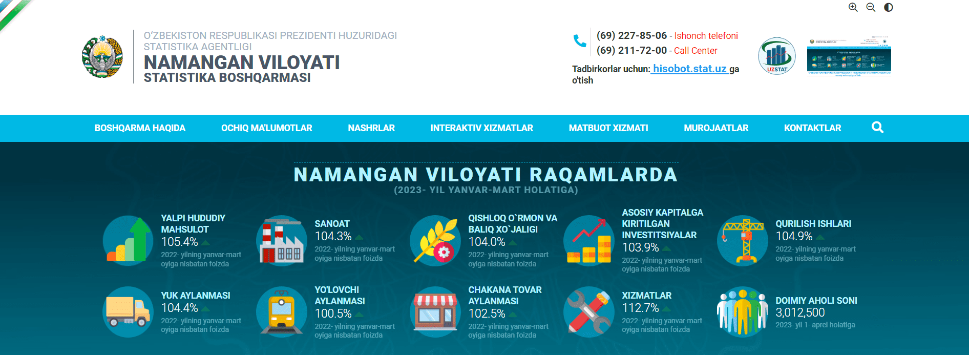 Отдел статистики (namstat.uz) - официальный сайт